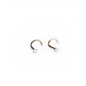 Piercing Nostril em Titânio Cravejado com Zircônia 2 Unidades.