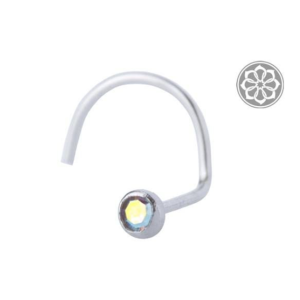 Piercing Nostril Curvado com Pedra, confeccionado em Aço Cirúrgico 316L (Low Carbon).