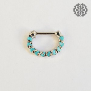 Piercing Indiano Médio em Aço Cirúrgico com Pedra de Opala.
